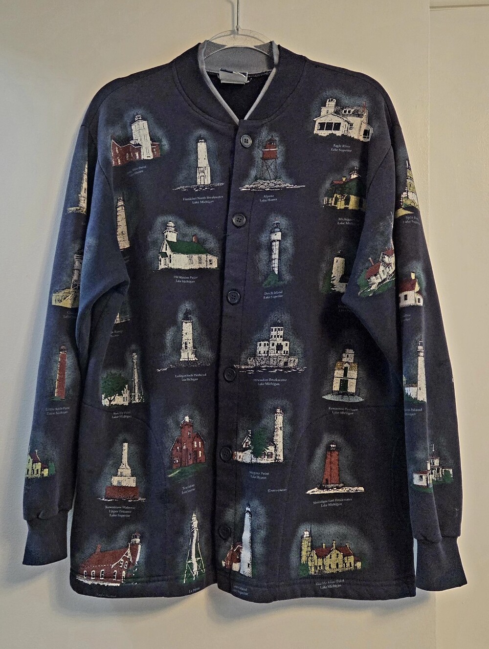 Vintage 90s Art Unlimited Lighthouse Sweatshirt Cardigan Extra Large